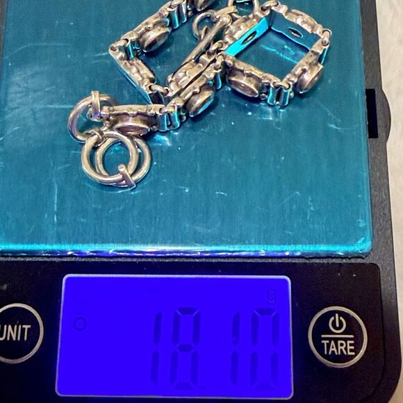 Vintage Sterling Silver & Amethyst Link Bracelet Adj 7" to 7 3/4" - Picture 6 of 6